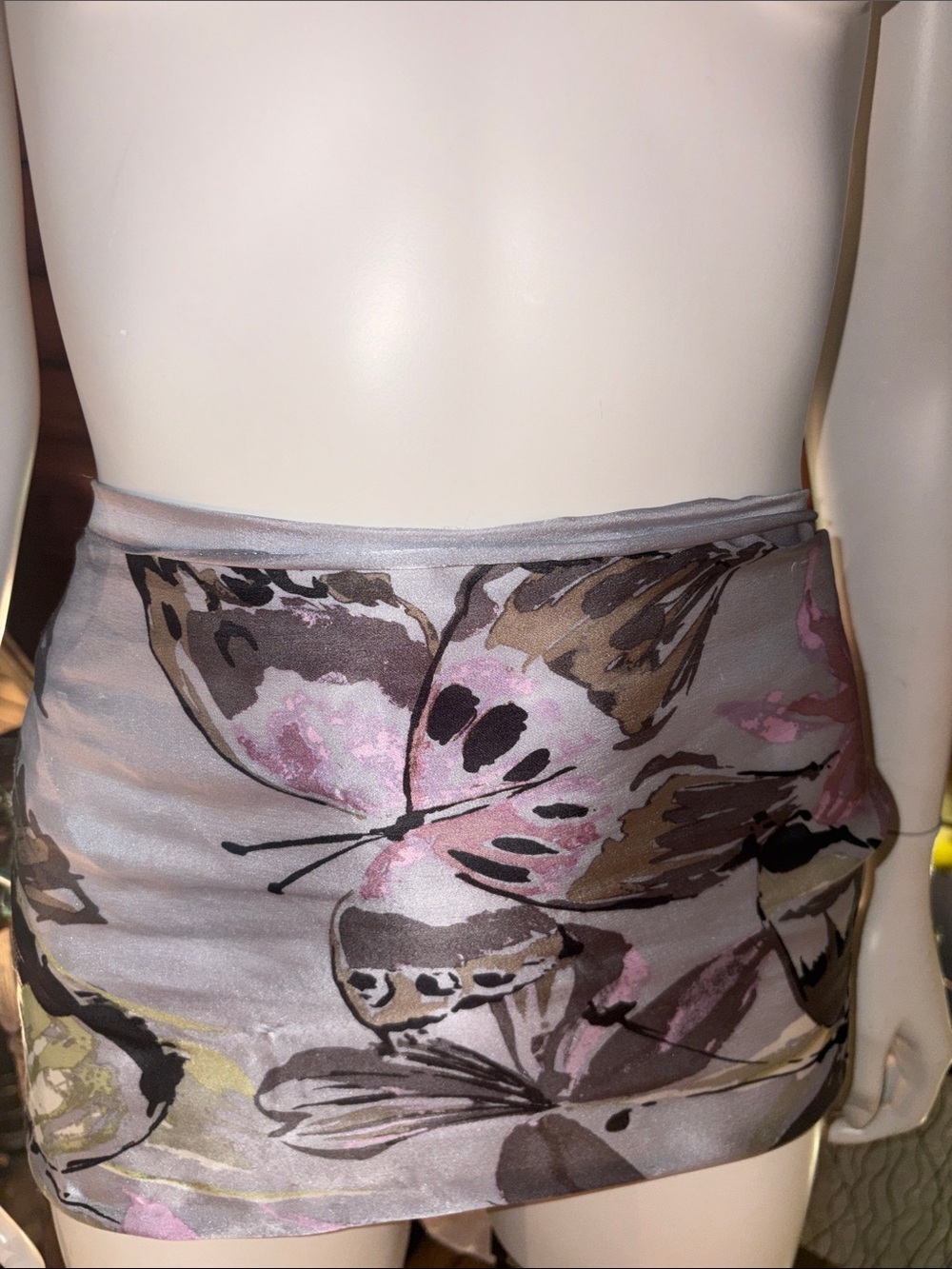 Y2K Cynthia Rowley 100% Silk Butterfly Print Scarf Purple Designer Wrap